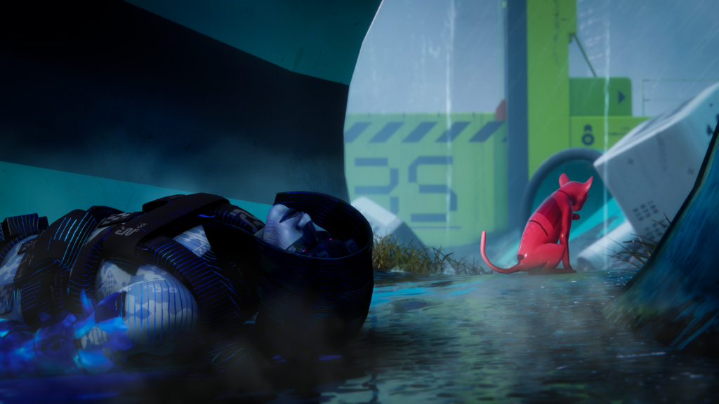 Runner abatido en el Marathon Server Slam de Bungie junto a un entorno industrial futurista, mostrando la atmósfera del extraction shooter y su narrativa ambiental en PC y consolas.